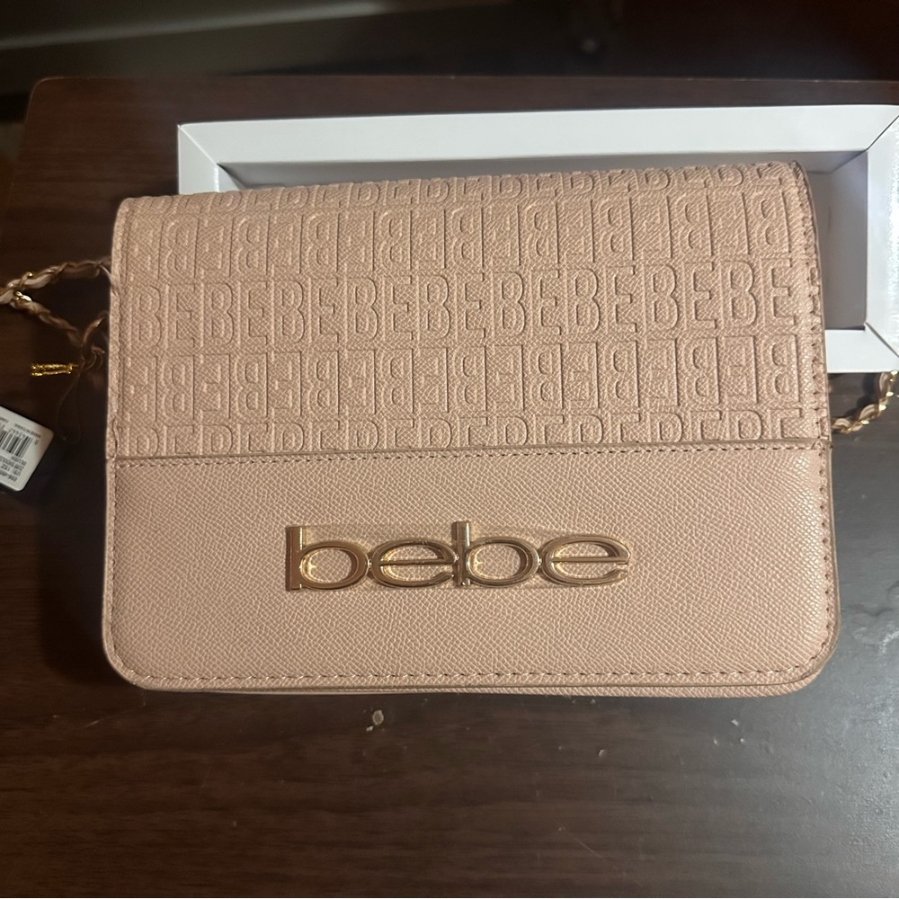 Bebe Blush Crossbody Bag with Gold Accents